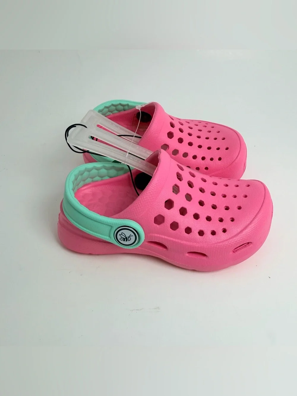 Kids Pink Clog Sandals with Mint Heel Strap